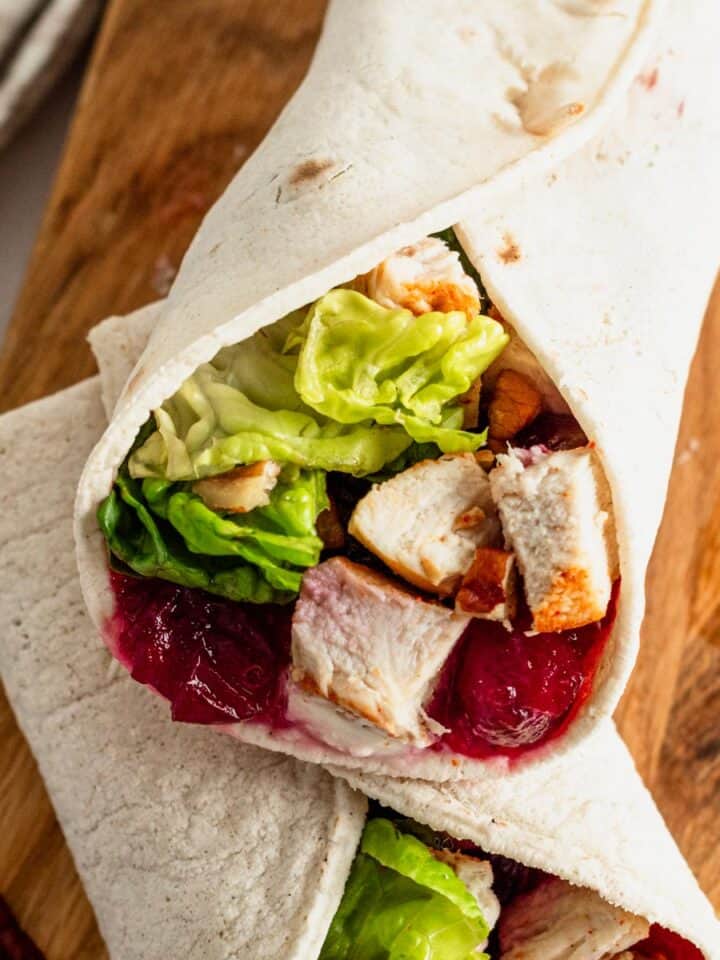 cranberry wraps stacked on top of each other.