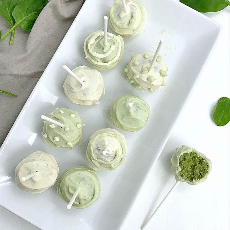 Almond Flour Light green and white Vanilla Cake Pops