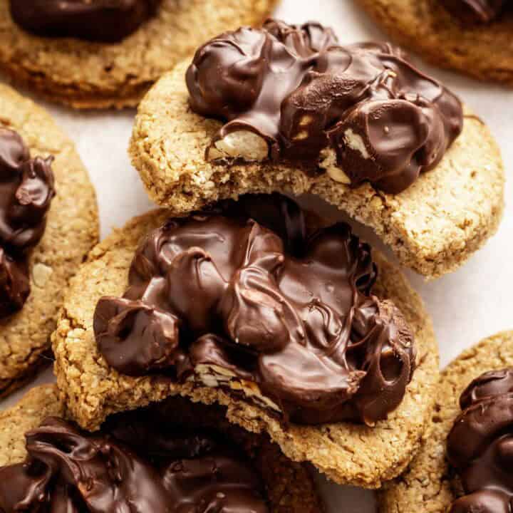 Nutty vegan chocolate biscuits.
