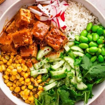 Crispy Tofu Bowls With Creamy Peanut Sauce
