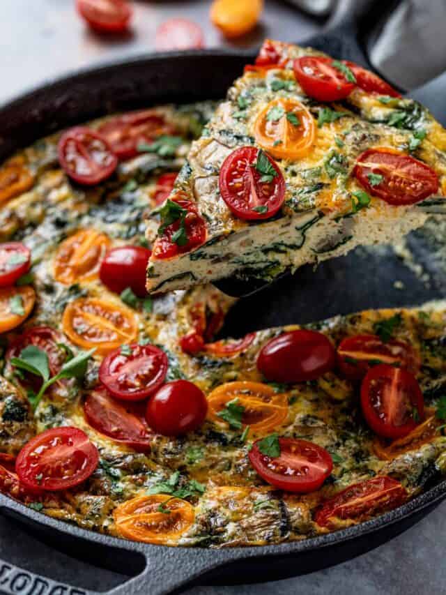 baked vegetable frittata slice