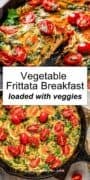 healthy vegetable frittata with spinach and tomatoes.