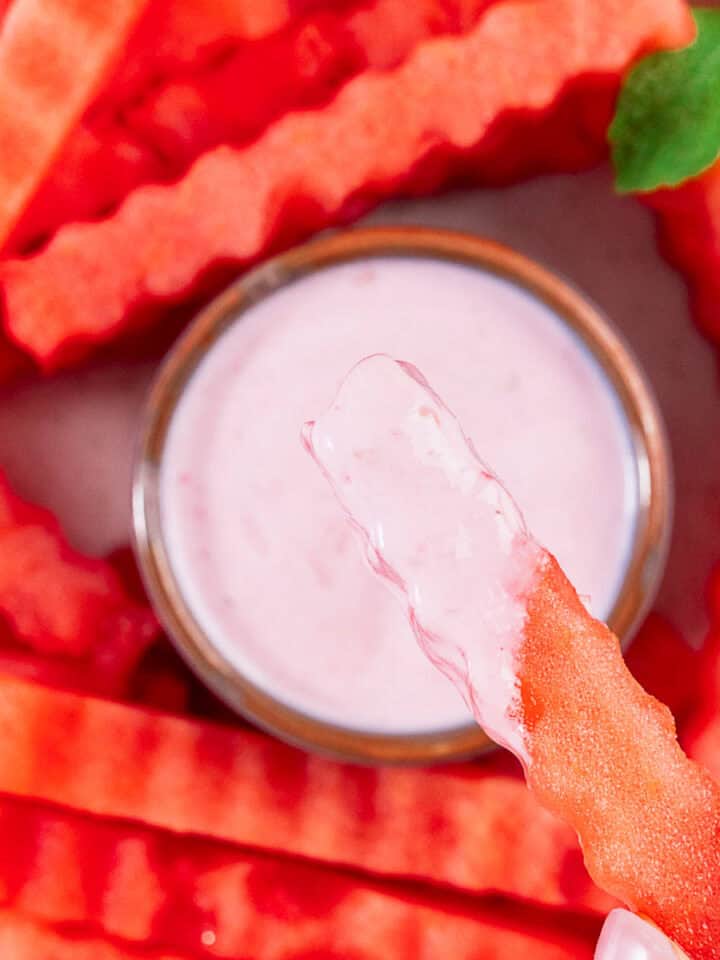 watermelon fries with yogurt dip.