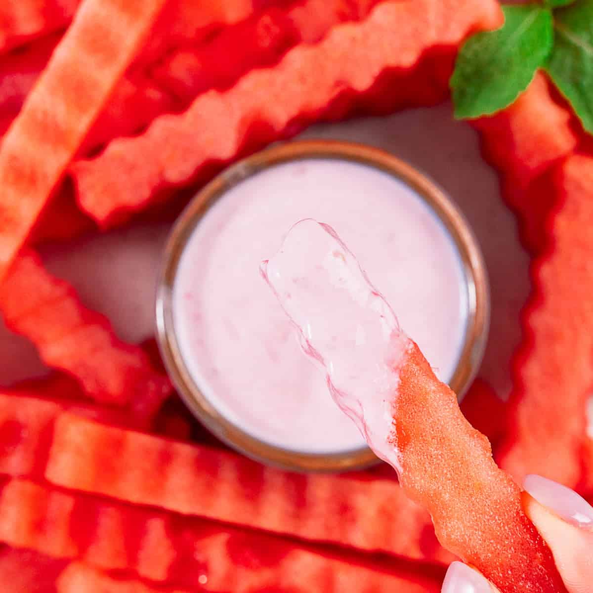 watermelon fries with yogurt dip.