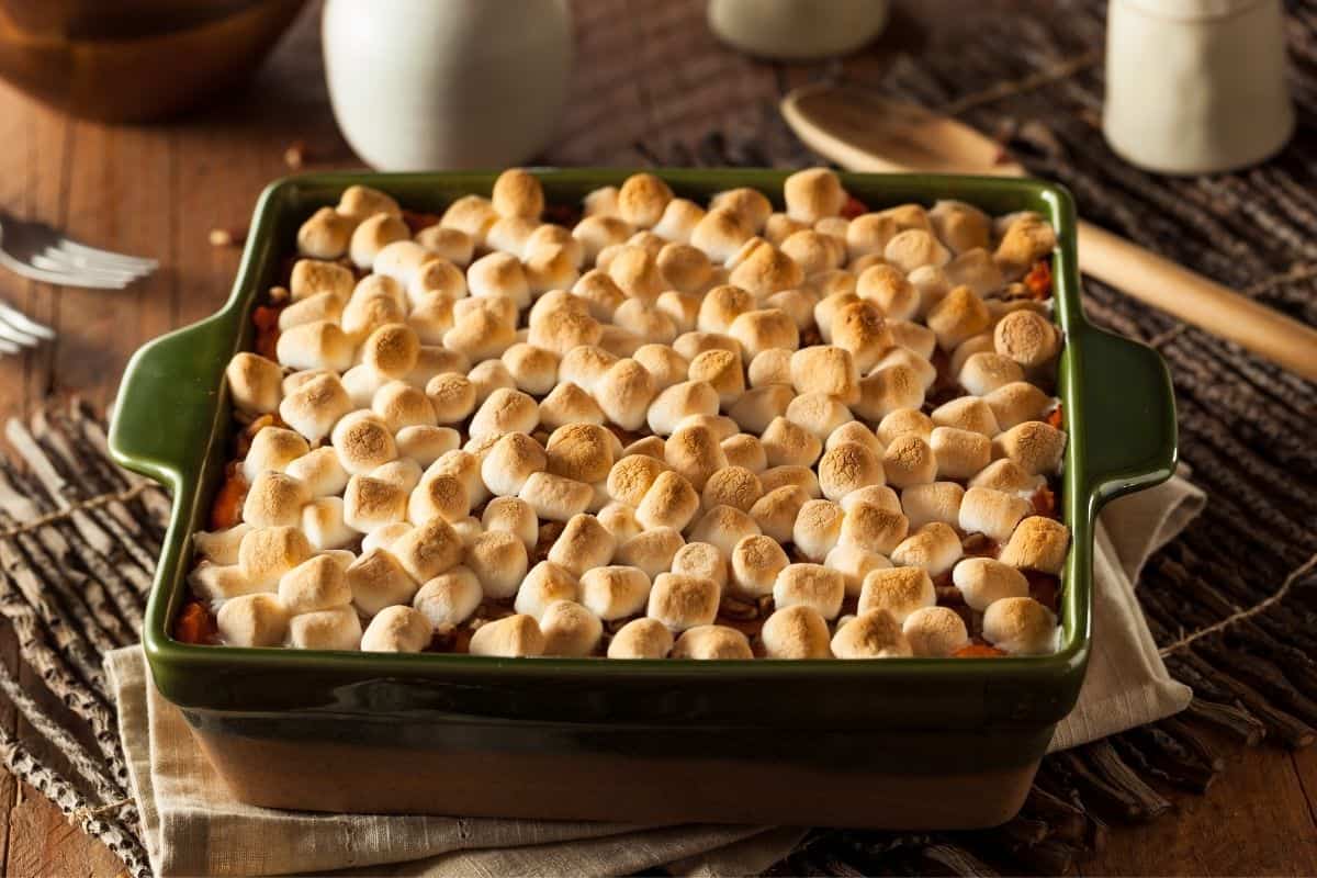 sweet potato casserole with marshmallows.