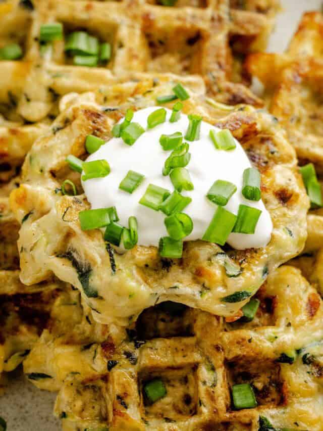 Healthy Cheesy Zucchini Waffles.