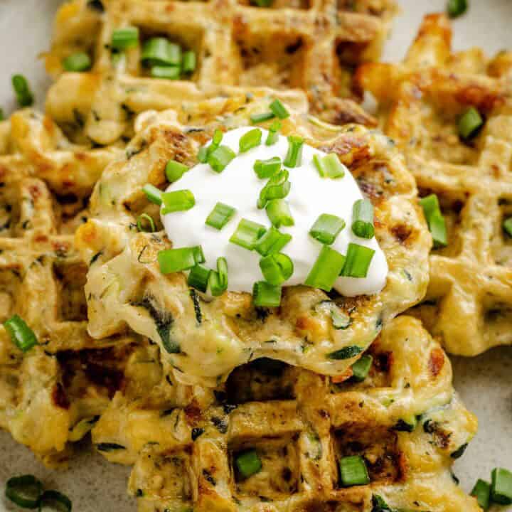 Healthy Cheesy Zucchini Waffles.